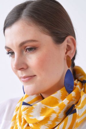 Two Disc Drop Resin Stud Earrings - Nickel Free