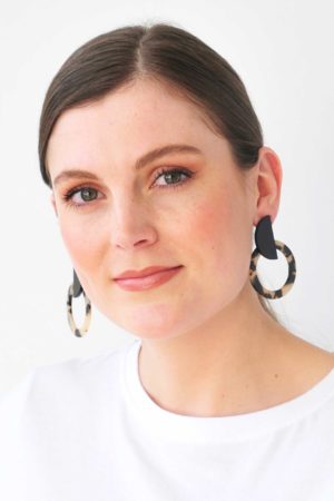 Half Moon Circle Resin Stud Earrings - Nickel Free