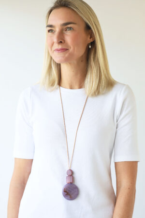 Triple Disc Circle Resin Pendant Necklace