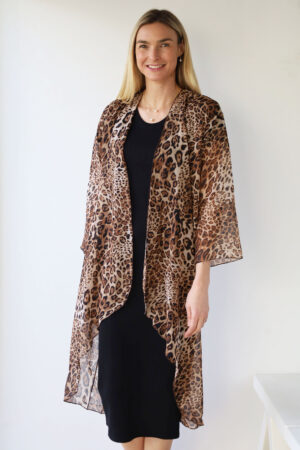 Long Animal Print Kimono - Elegant, Flattering Fit