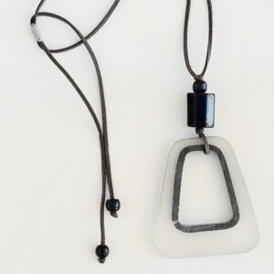 Large Resin Rectangular Pendant Necklace - BEST SELLER!