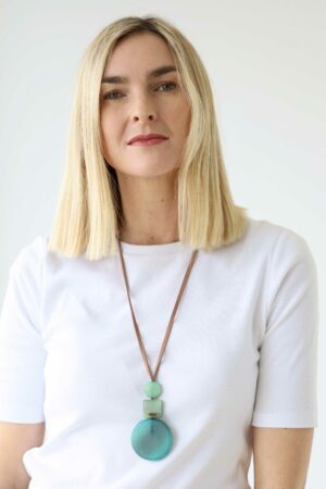 Triple Disc Circle Resin Pendant Necklace