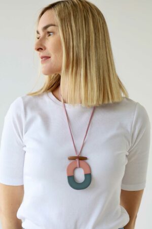 Two Tone Resin Pendant Necklace