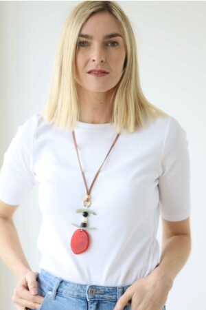 Multi Bead Resin Pendant Necklace