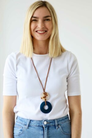 Double Circle Resin Pendant Necklace