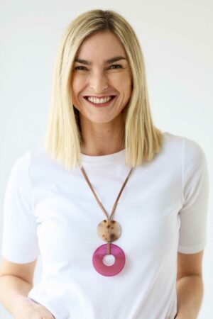 Double Circle Resin Pendant Necklace