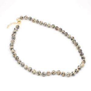 Genuine Agate Stone Dalmatian Necklace