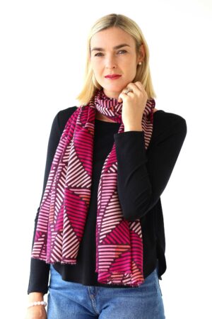 Block Stencil Leaf Print Scarf