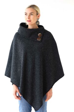 Splice Neck Poncho with Button Detail