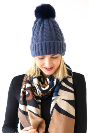 Beanie with Dome Off Pom Pom