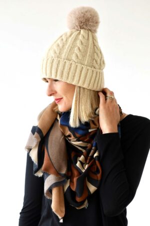 Beanie with Dome Off Pom Pom