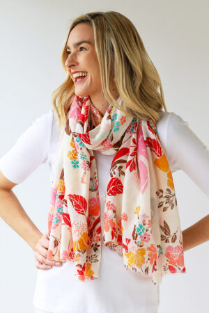 Garden Flower Scarf with Gold Foil