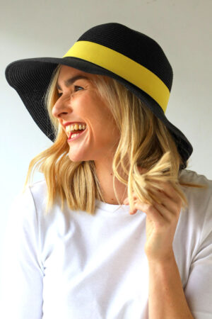 Coloured Ribbon Wide Brim Hat