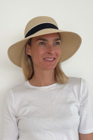 Two Tone Ribbon Hat - Natural