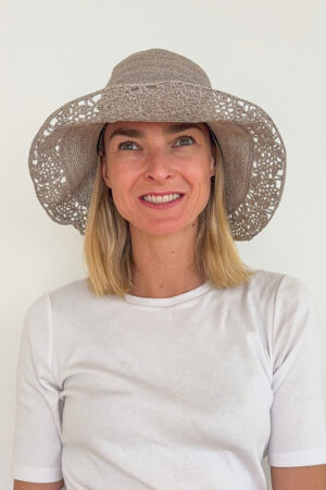 Lace Edge Floppy Hat - Light Grey