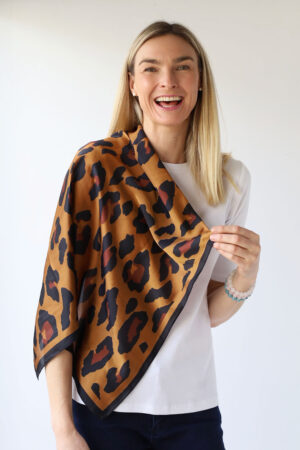 Animal Print Silky Square Scarf