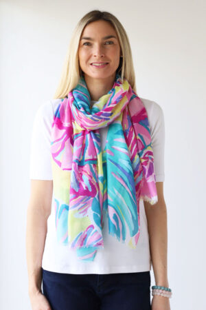 Tropical Leaf Print Scarf