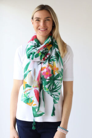 Jungle Print Scarf with Tassels