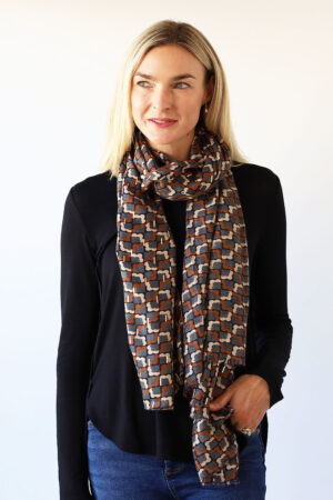 Geometric Print Scarf with Gold Foil - SOLD OUT