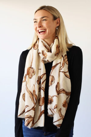 Tulip Print Scarf with Gold Foil